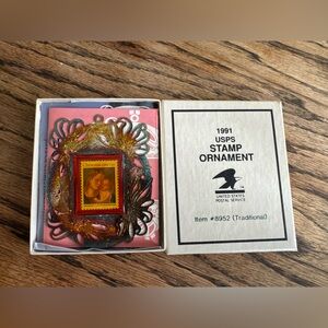 Stamp Ornament with Gold and Red Accents